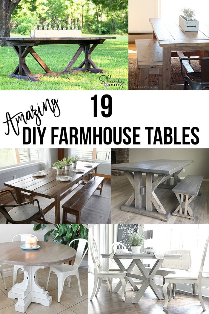 DIY Famrhouse table ideas collage with text overlay
