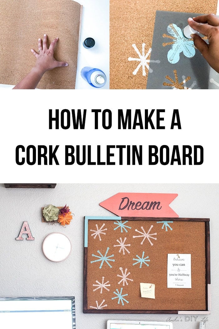 Collage of how to make a cork bulletin board