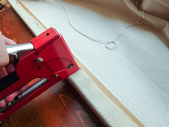 Attaching the DIY Roman shade to mounting bar