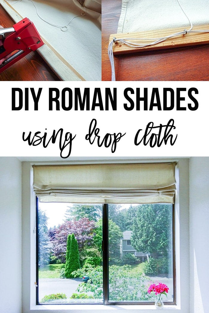 Collage of DIY Roman shades with text overlay