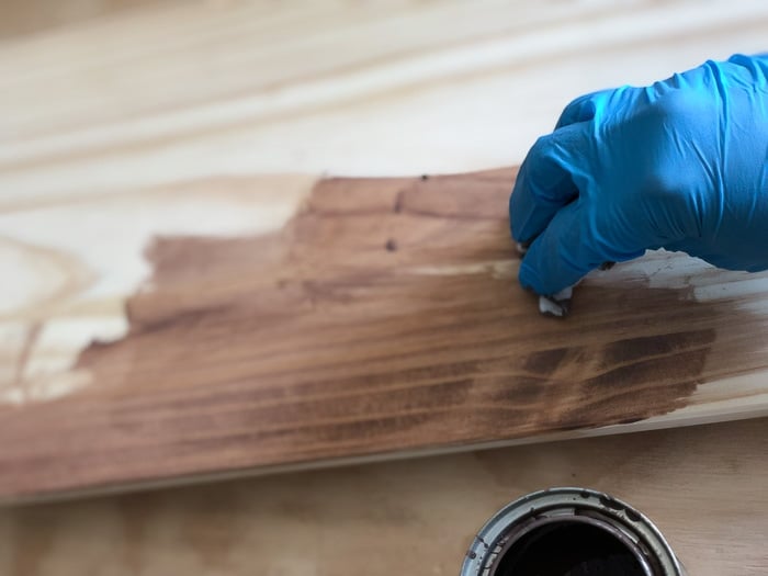 staining the drawer face for the Ikea tarva nightstand
