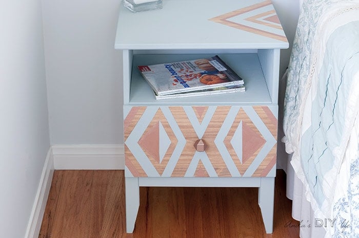 Ikea Tarva nightstand next to bed