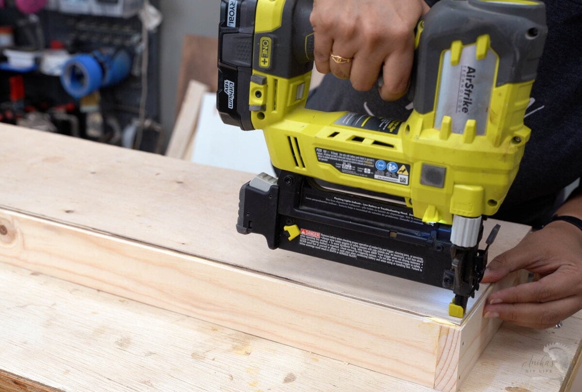 Attaching base of the drawer using brad nailer