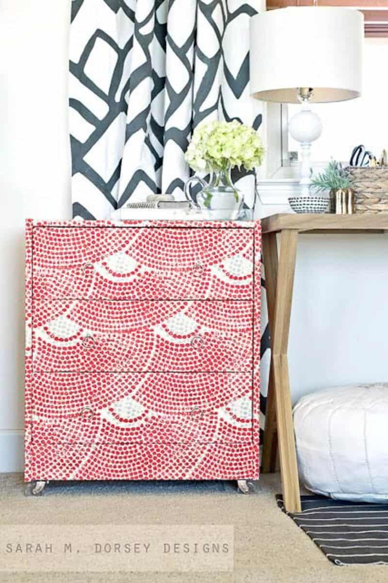 Ikea Rast wrapped in bold wallpaper