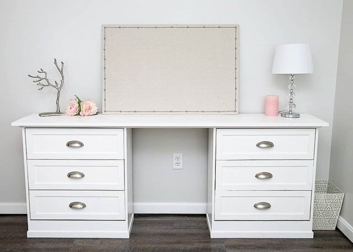 2 Ikea Rasts used to make a desk