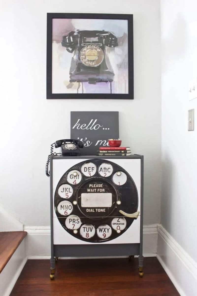 Ikea Rast makeover with vintage phone dial