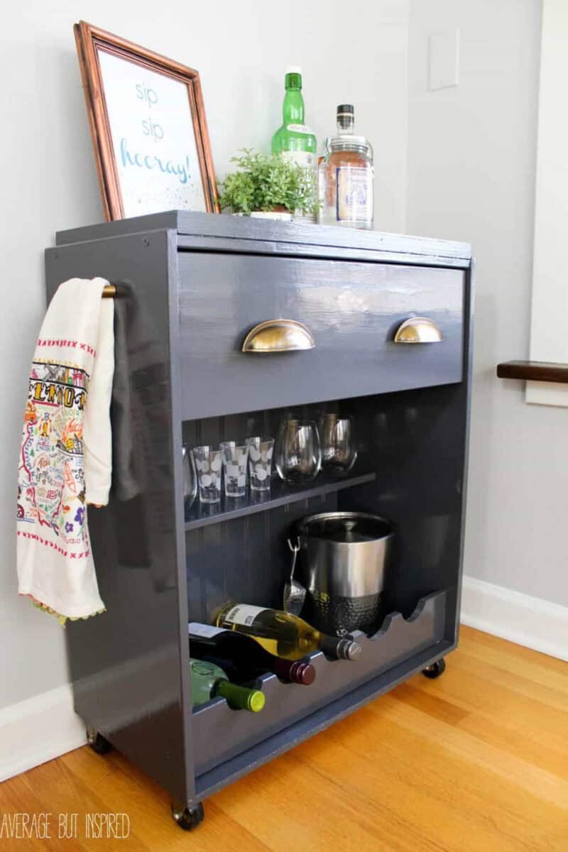 Ikea Rast turned into a bar cart