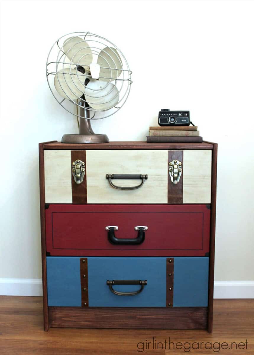 Ikea Rast makeover to look like vintage suitcases