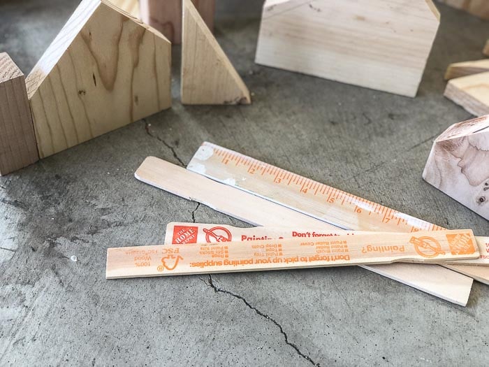 paintsticks to cut up for roofs of DIY Christmas village