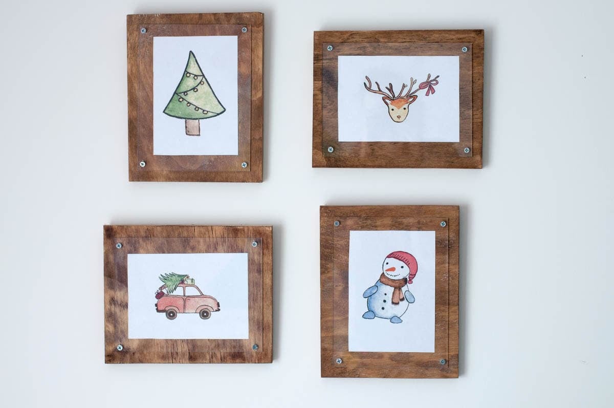 4 easy scrap wood picture frames on a wall
