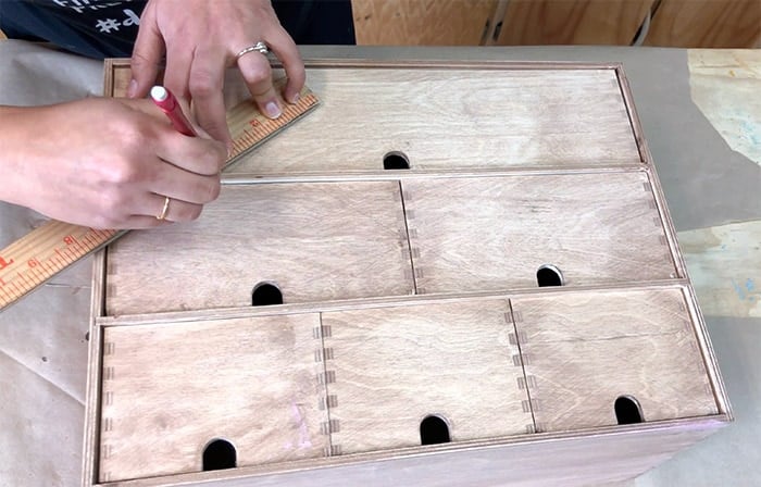 Marking triangles for Ikea Moppe makeover