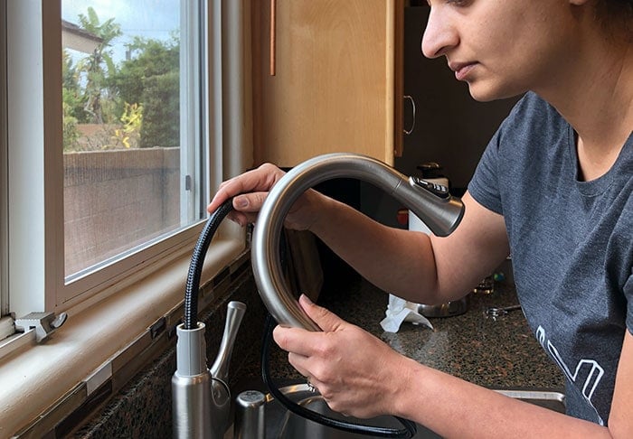 Dropping in the new kitchen faucet
