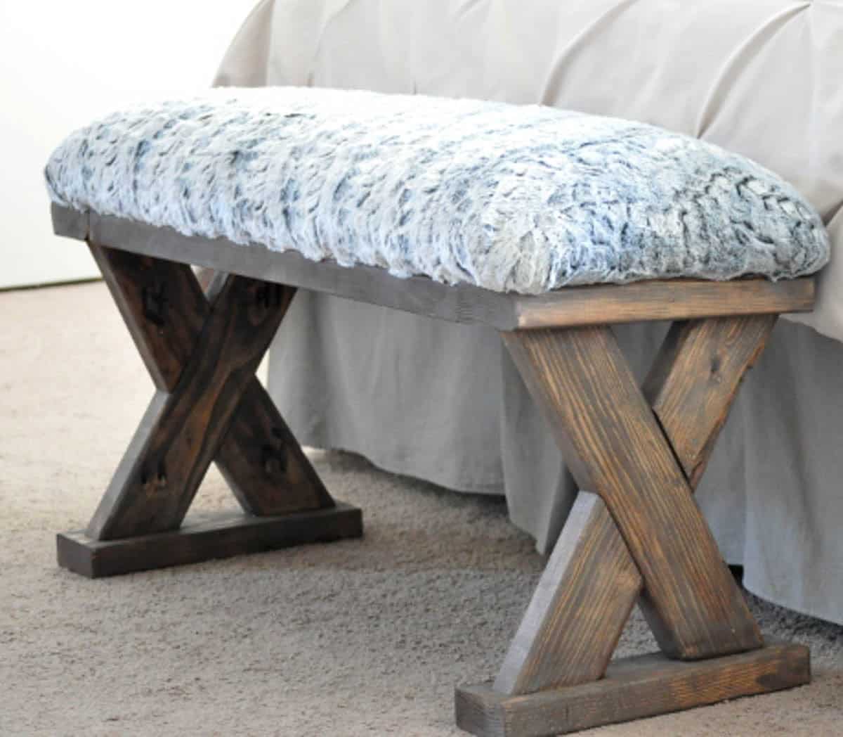 2X4 DIY bench with upholstered top