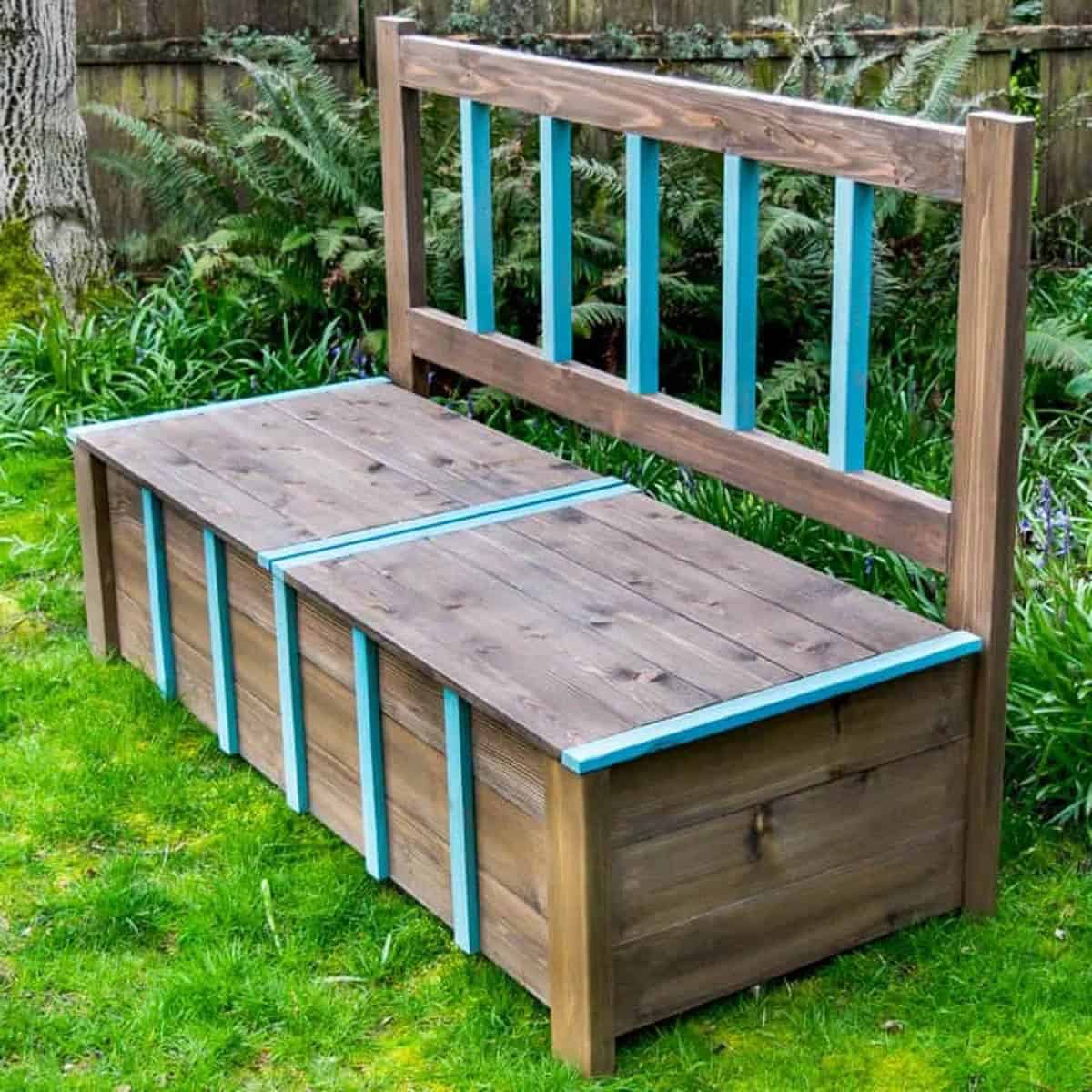 Outdoor bench with back