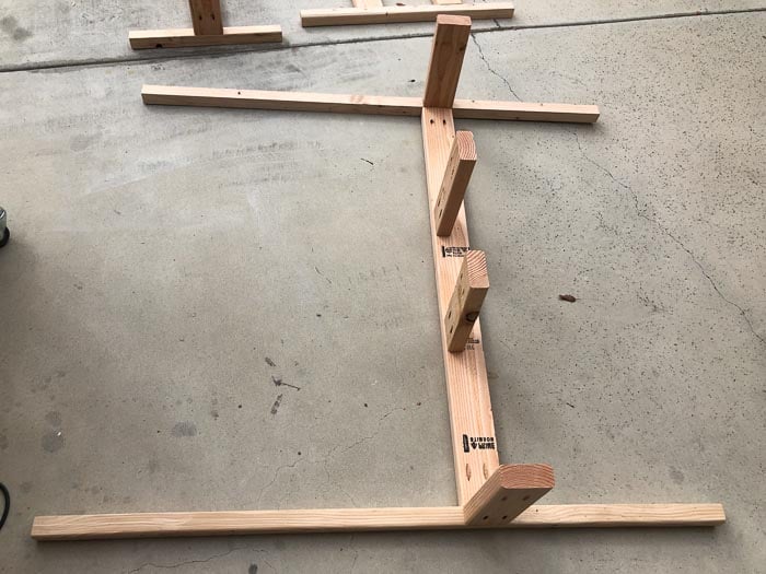 long leg with rails and supports attached.