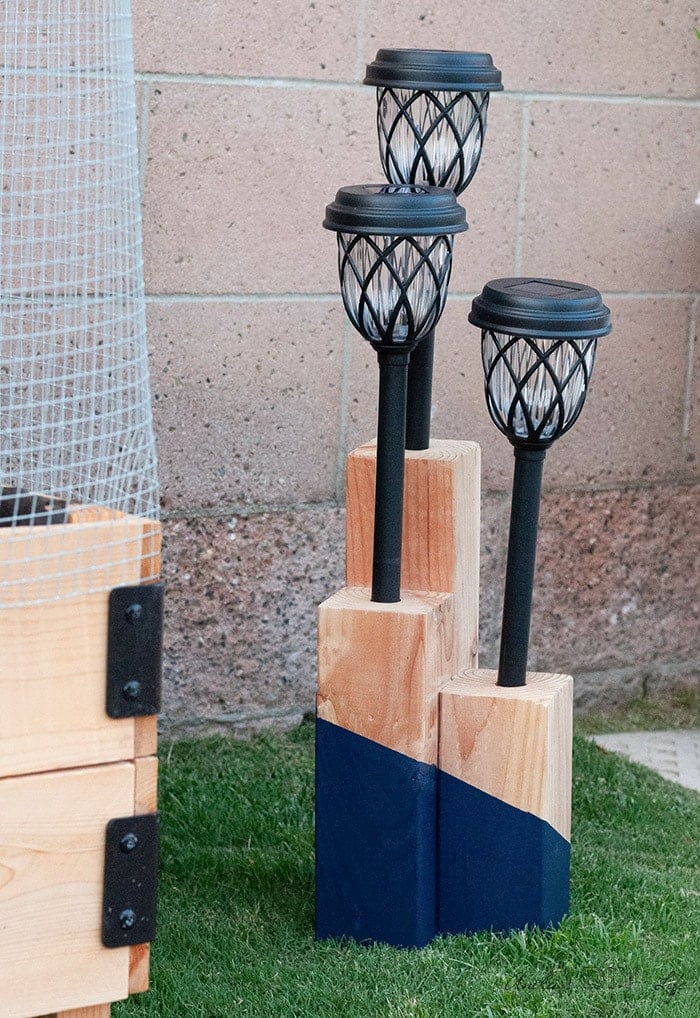DIY solar night light stand on front porch