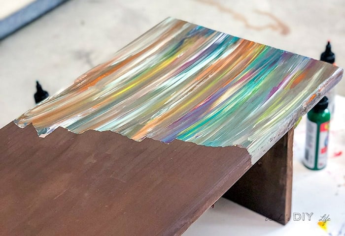 colorful table top with unicorn spit colors