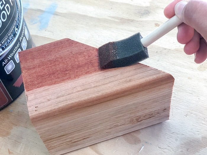 Finishing redwood with transparent stain.