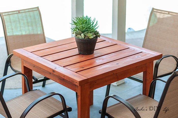 Top view of the DIY outdoor table