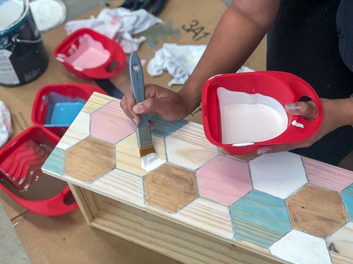 Painting a hexagon white on the Ikea Rast