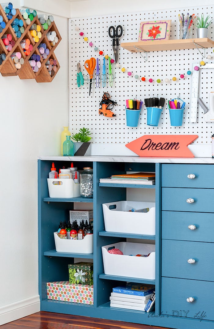 Side view of the DIY closet organizer