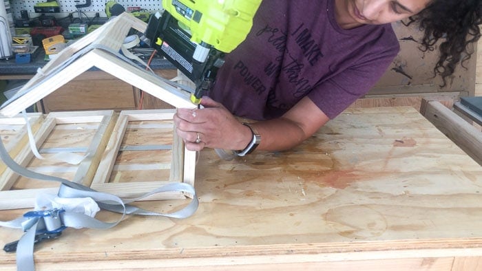 Building the hexagon end table by gluing up the sides