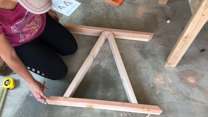Laying out the basic frame for the Trestle table legs