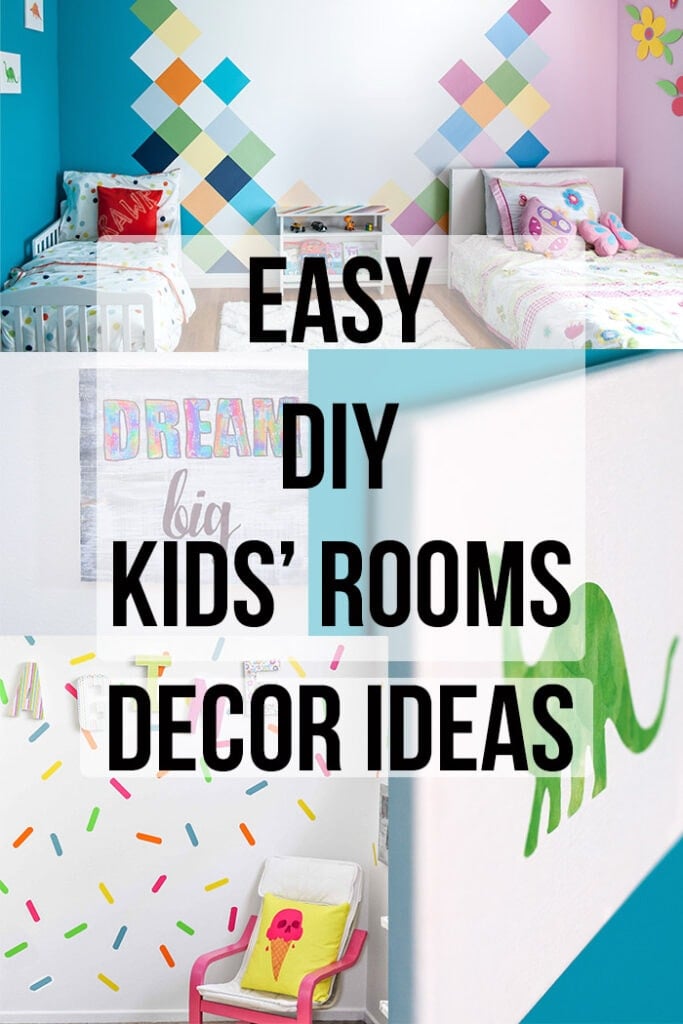 Collage of DIY Kids room decor ideas with text overlay