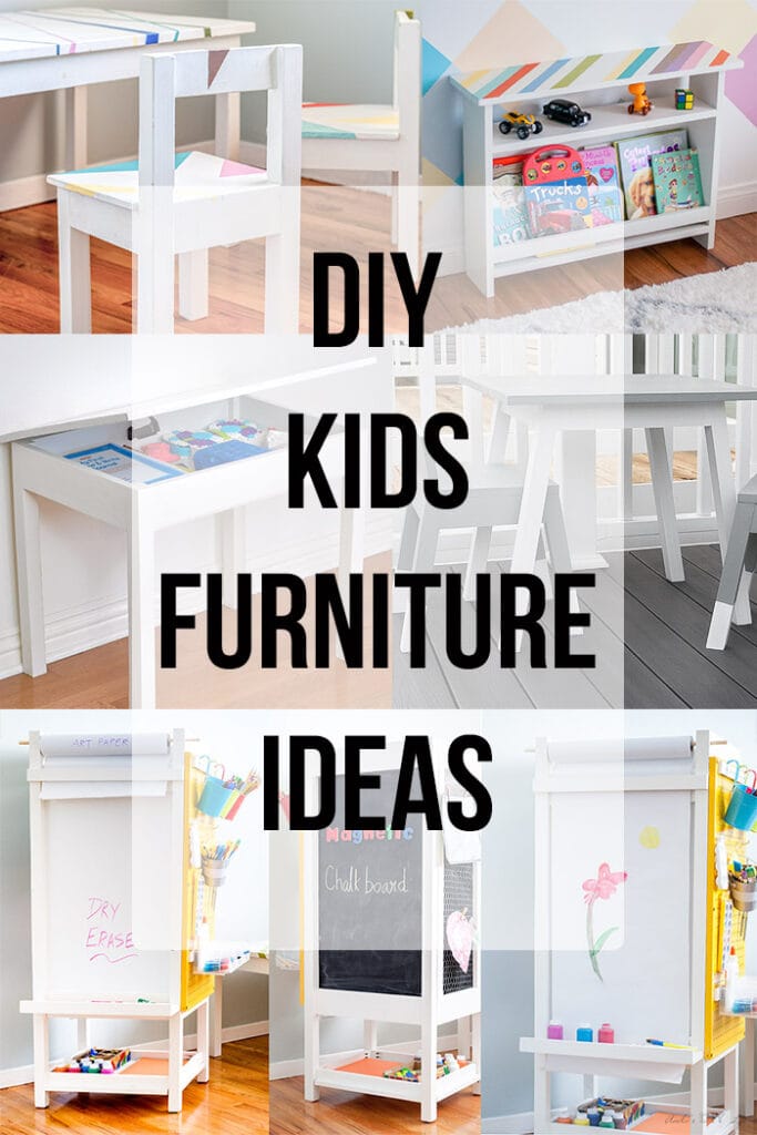 DIY Kids room furniture collage with text overlay