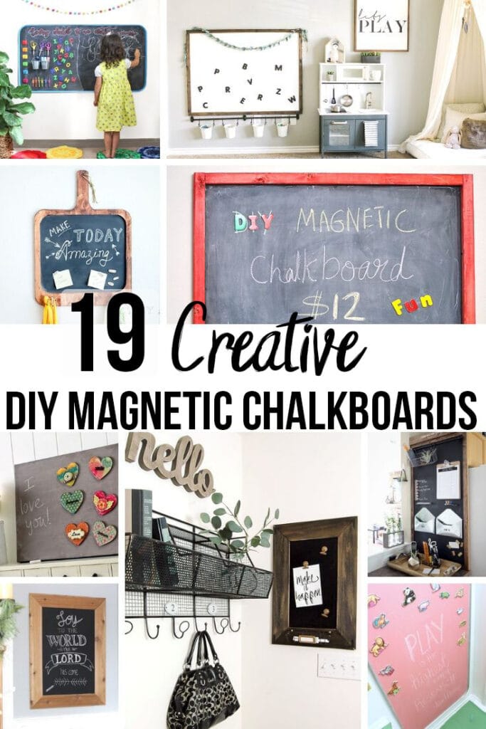 collage of DIY magnetic chalkboards with text overlay