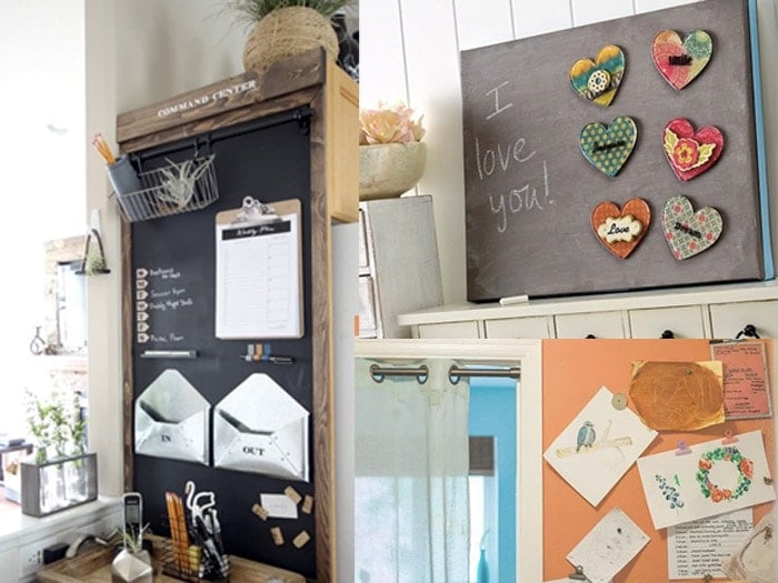 collage of DIY Magnetic chalkboards as command centers.