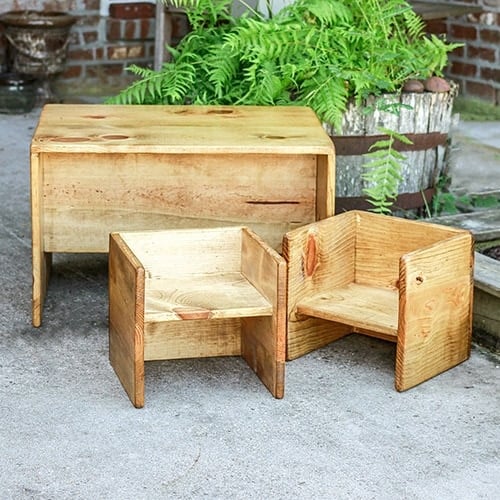 How to build a DIY Toddler Table and Chair set that flips and converts to a bench and stools as well. There are so many configurations to use this!
