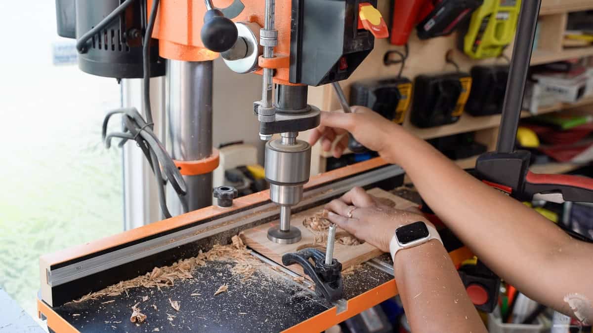 MAking holes for the diy spice rack