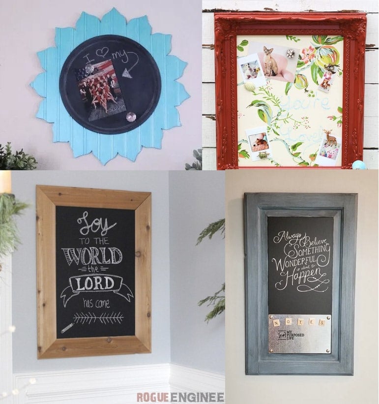 collage of unique DIY magnetic chalkboard ideas