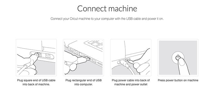 Cricut machine set up page