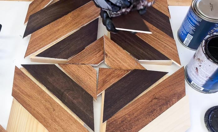 staining boards for the DIY wood tray