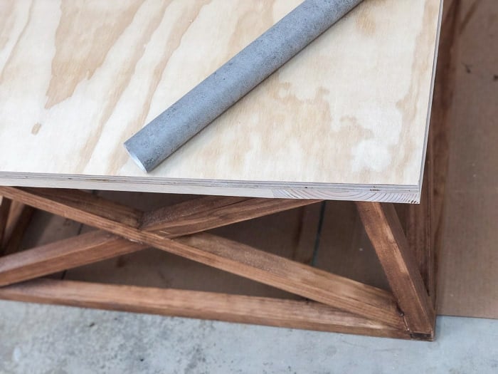 Concrete contact paper roll on coffee table