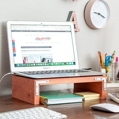 Learn how to make a simple DIY laptop stand for a desk using scrap wood with this easy to follow tutorial. This is a great beginner project and gift idea!