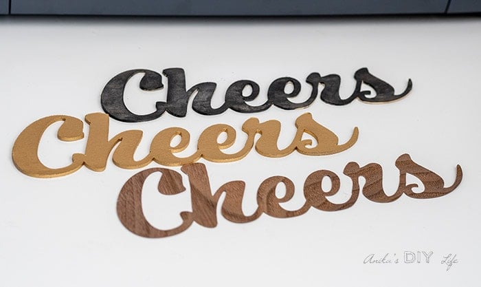 Cheers cut in chipboard, basswood and veneer
