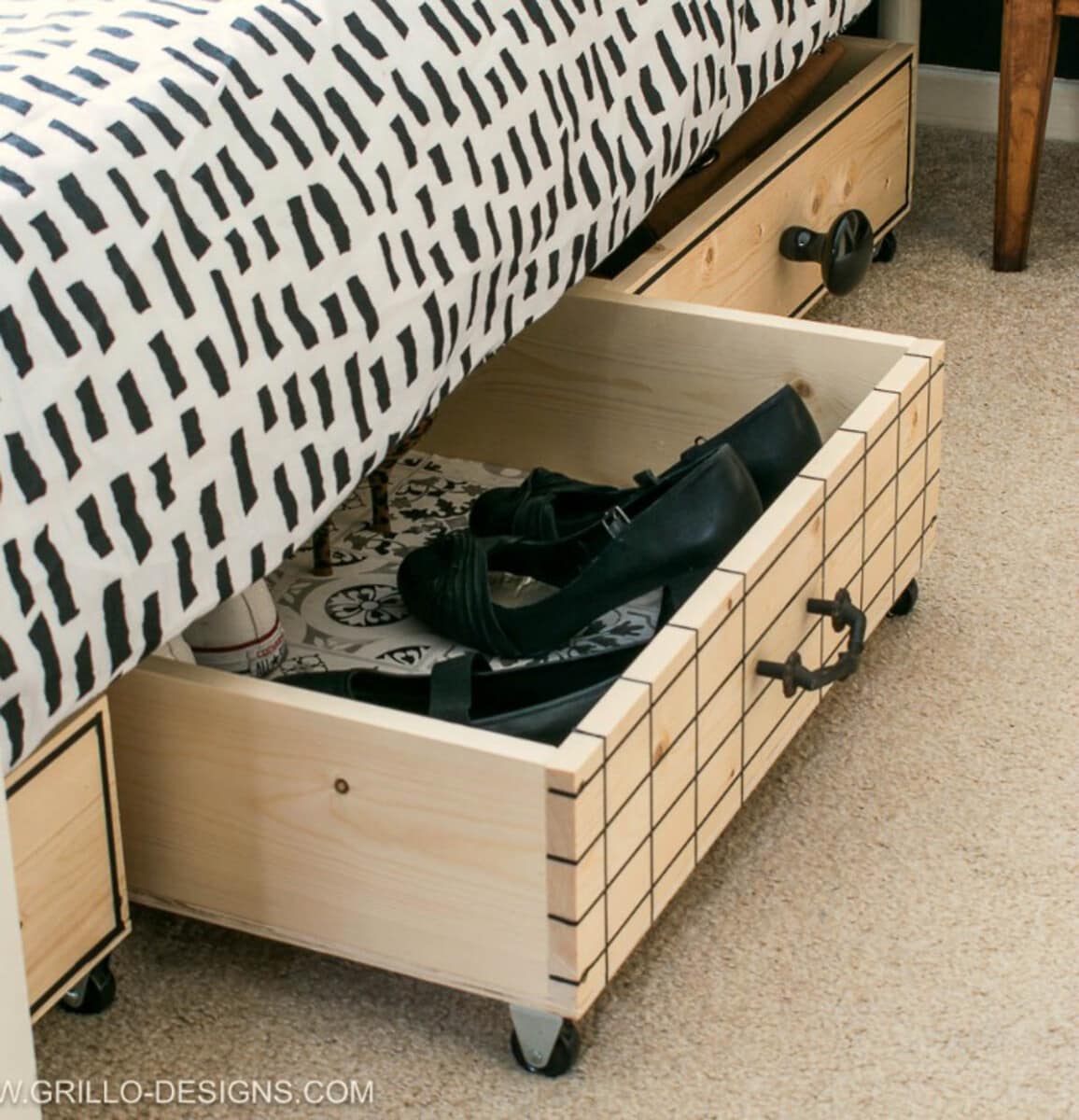 DIY shoe organizer boxes under the bed