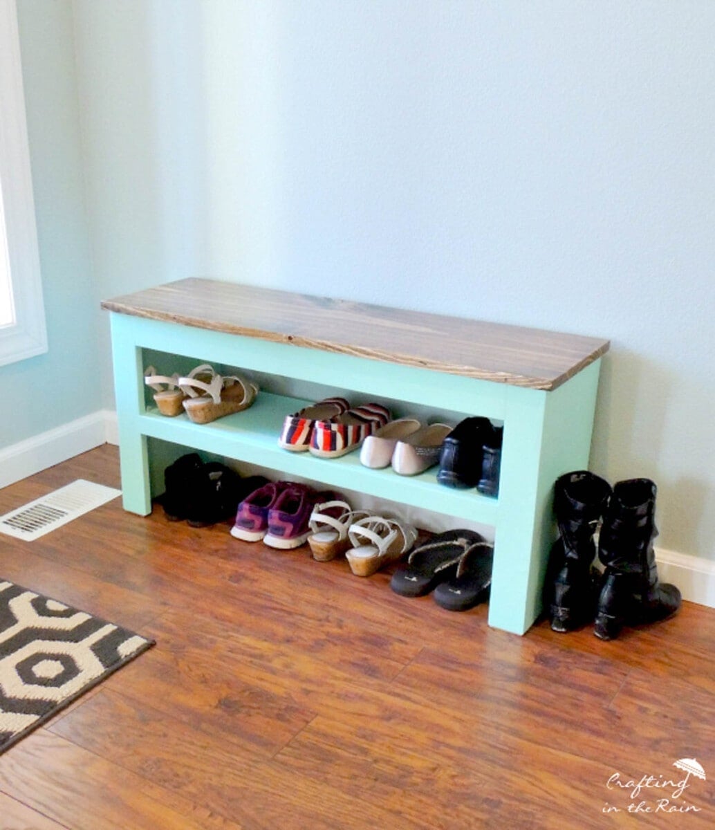 DIY bench for DIY shoe organizer ideas