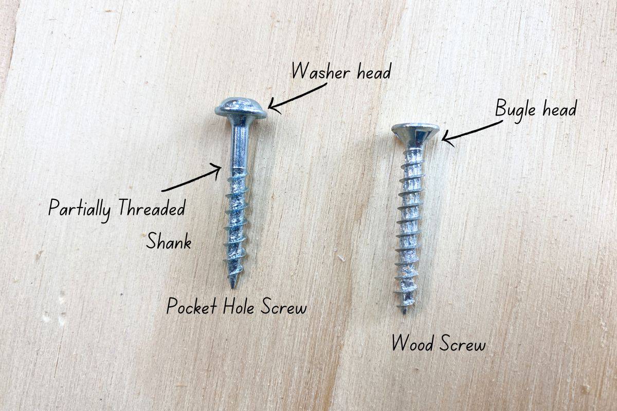 differences between pocket hole screw and a wood screw