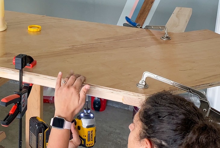 adding screws to the bottom of the DIY Headboard