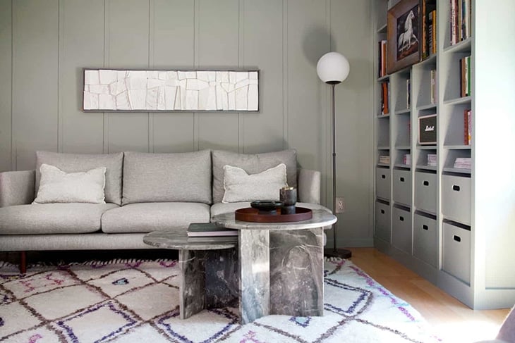 gray board and batten in living room