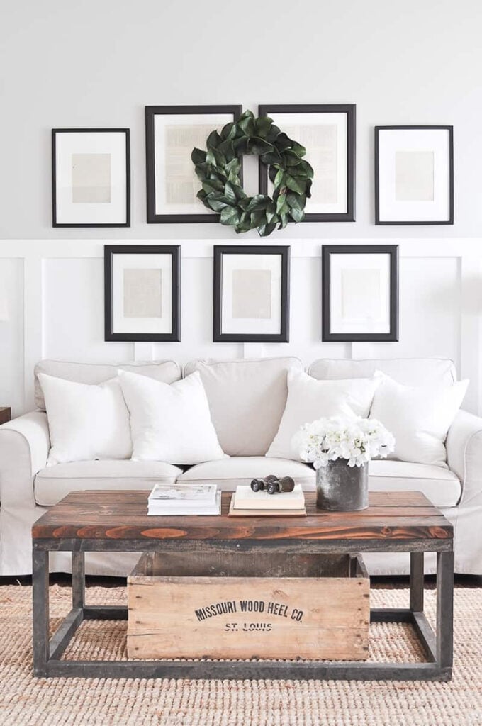 board and batten in a farmhouse style living room