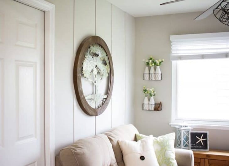 white skinny board and batten in living room