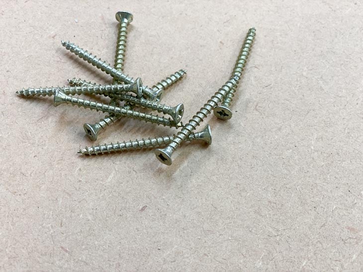 long wood screws on work bench