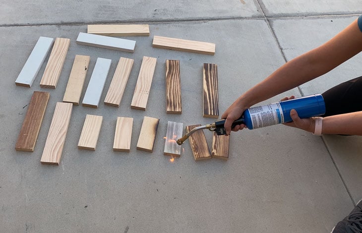 torching wood to make a step stool for kids