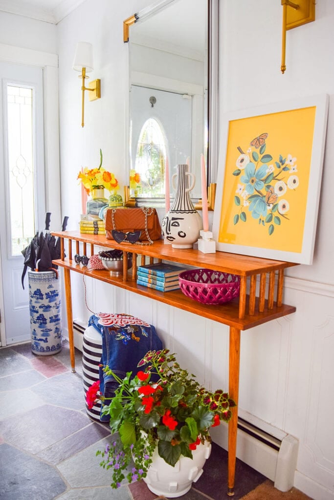 DIY console table with 2 legs to fit over basboard heater