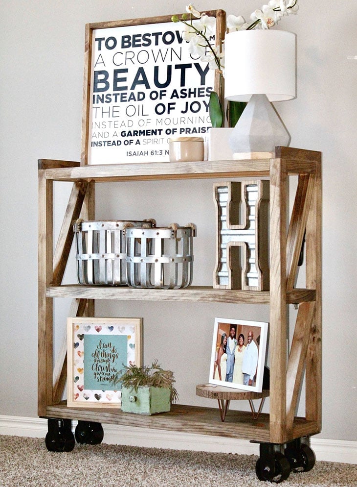 DIY console table with wheels